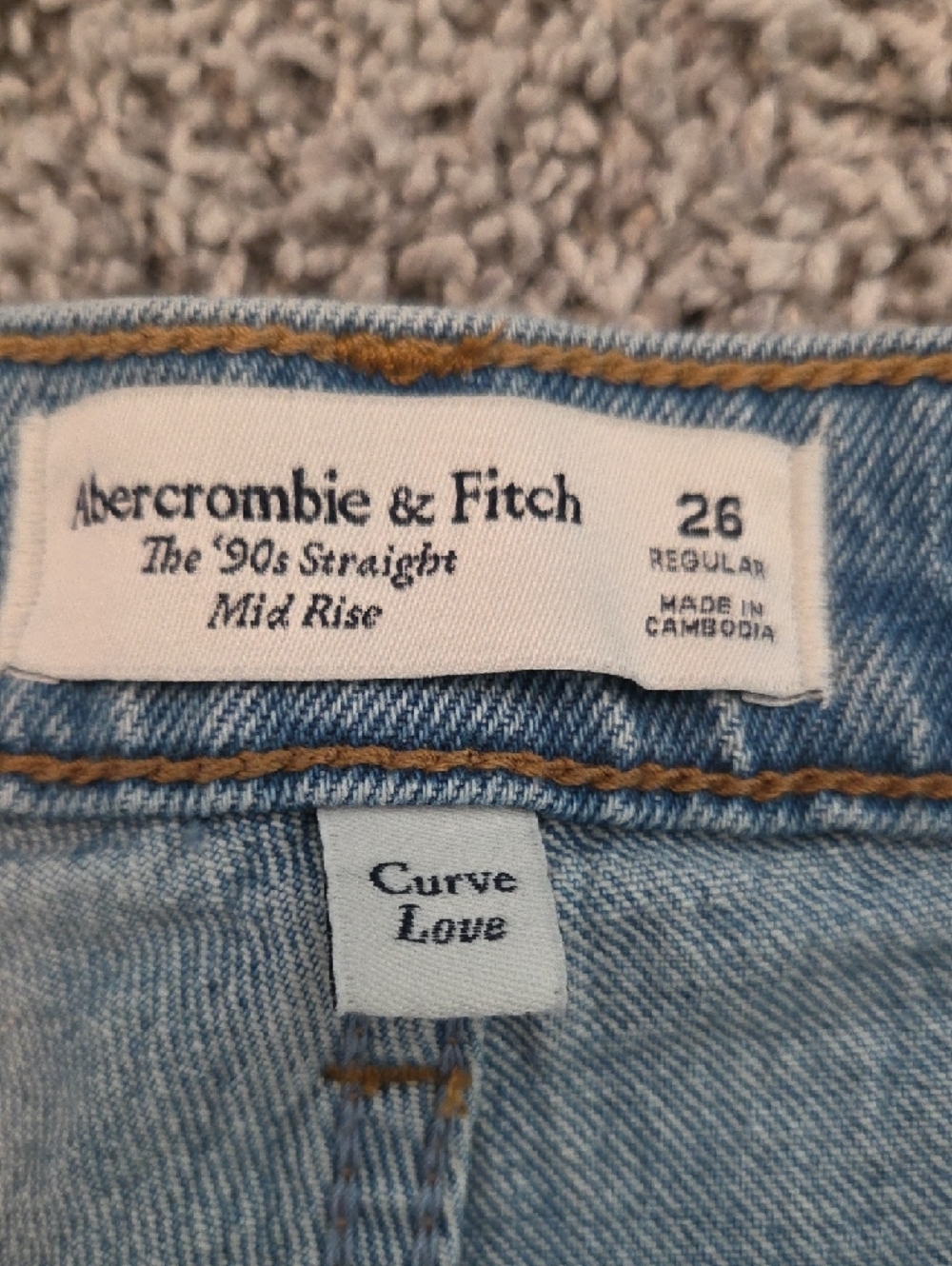 Abercrombie & Fitch Light Blue Curve Love 90's Straight Leg Jeans - Picture 2 of 4